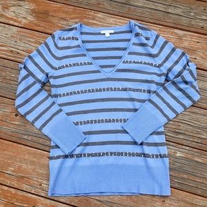 New York & Company Blue Striped Sweater| size S